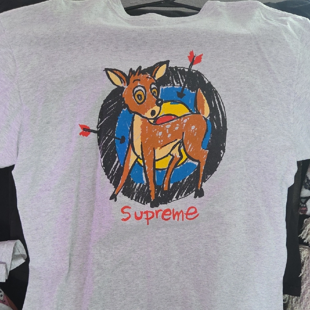 Supreme Gray and Red Short Sleeve Tees